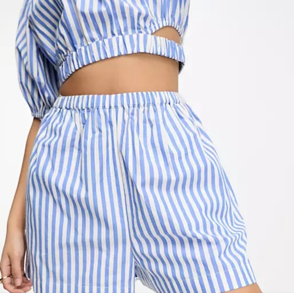 ASOS Pants - ASOS DESIGN Pull-on Short - Striped Blue